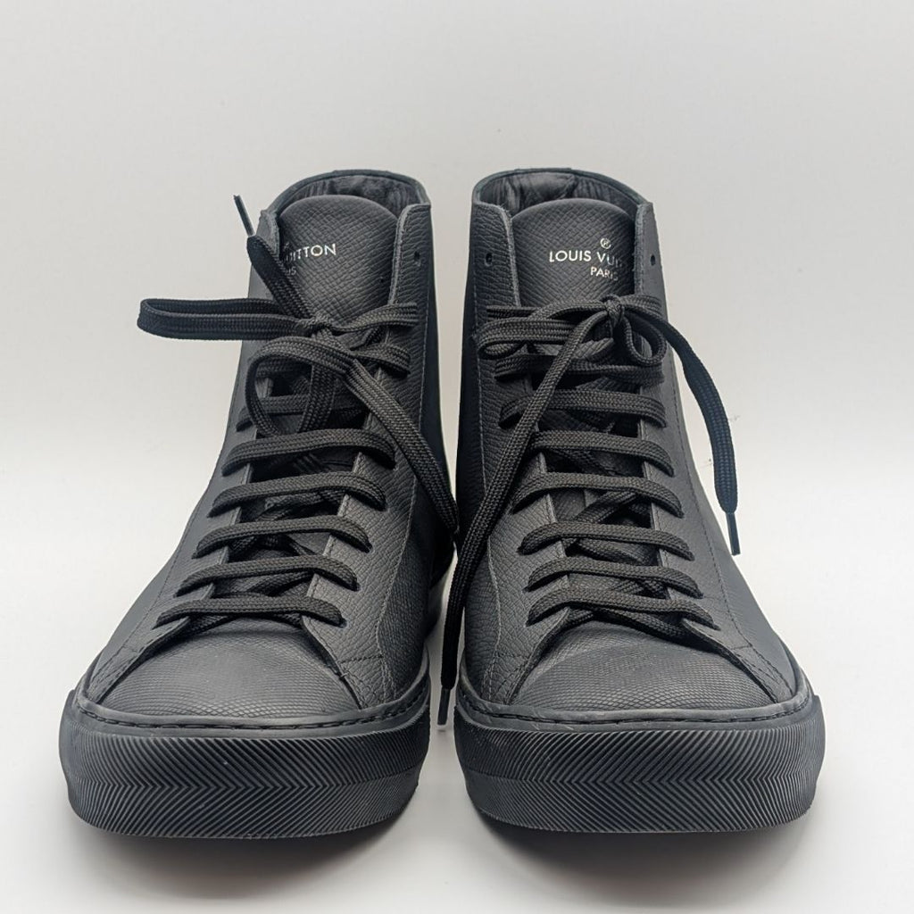 Louis Vuitton Tattoo Line High Cut Sneakers Leather Black Rainbow Shoes — view 5