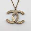 Chanel CC Logo Feather Faux Pearl Rhinestone Gold Necklace