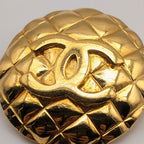 Chanel Earrings CC Logo Quilted Round Circle Gold Vintage 28 Single — view 3