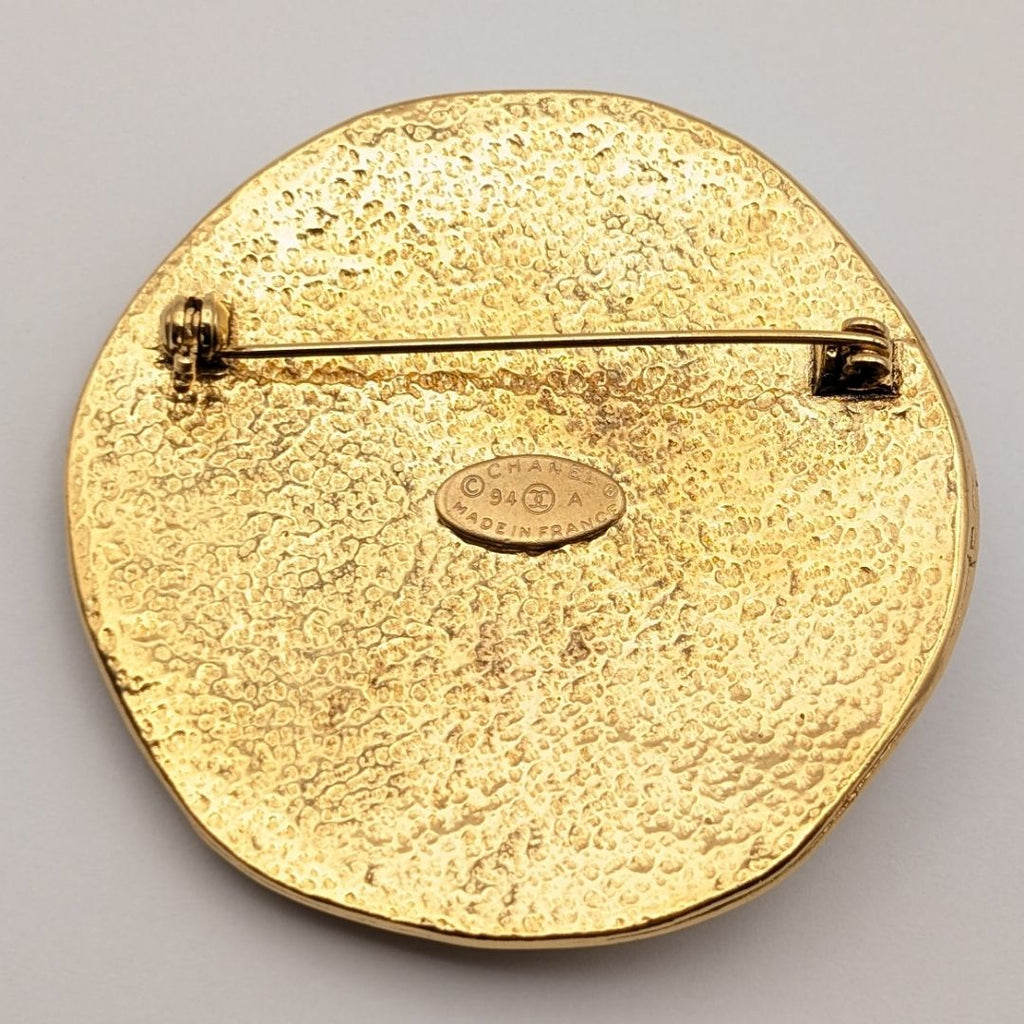 Chanel Brooch CC Logo Gold Sun Round Vintage — view 4
