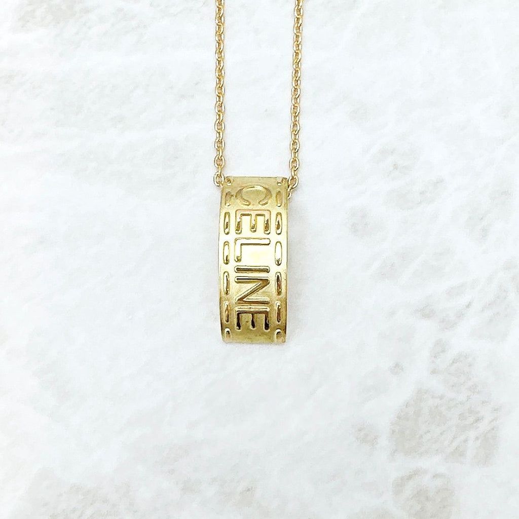 Celine Logo Taku Yellow Gold Necklace 42 cm — view 3