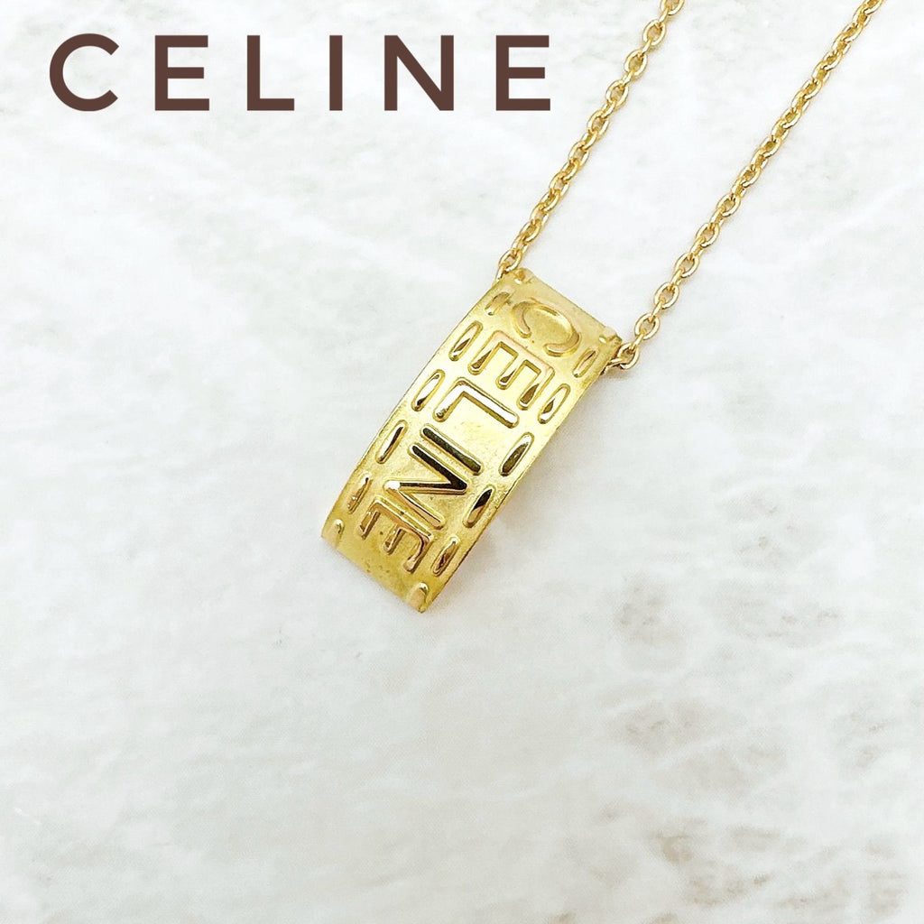 Celine Logo Taku Yellow Gold Necklace 42 cm