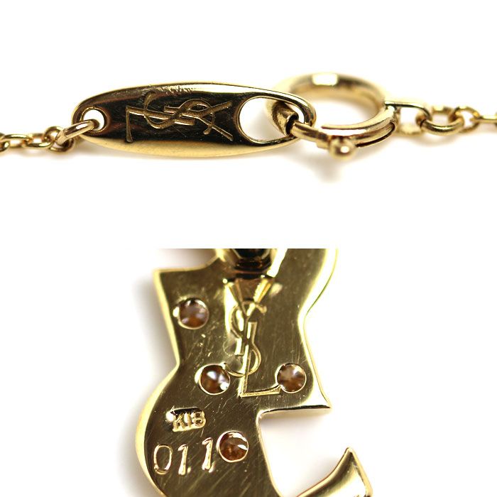 Saint Laurent 18k Yellow Gold Necklace Diamond 40 cm — view 4