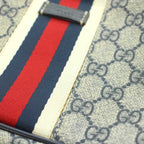 Gucci Sherry Line Shoulder Bag GG Pattern Leather Gray Navy — view 7
