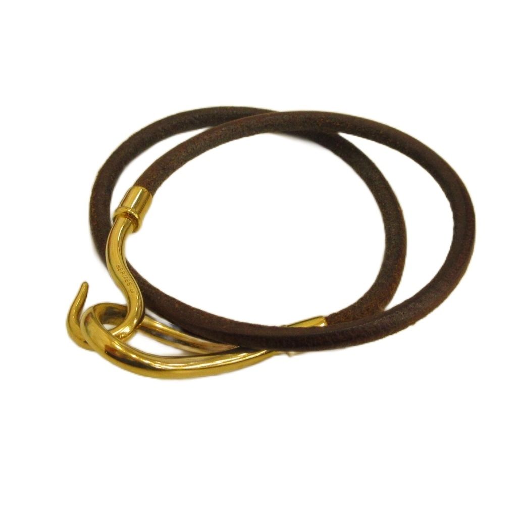 Hermes Jumbo Bracelet Bangle Leather Brown