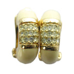 Dior Earrings Clip on Rhinestone Logo Gold