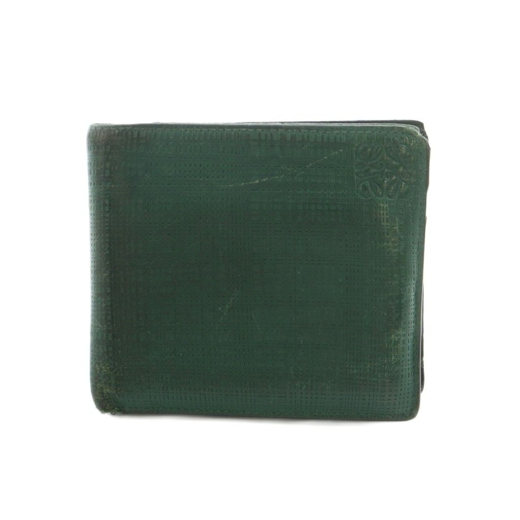 Loewe Bifold Wallet Coin Purse Leather Green