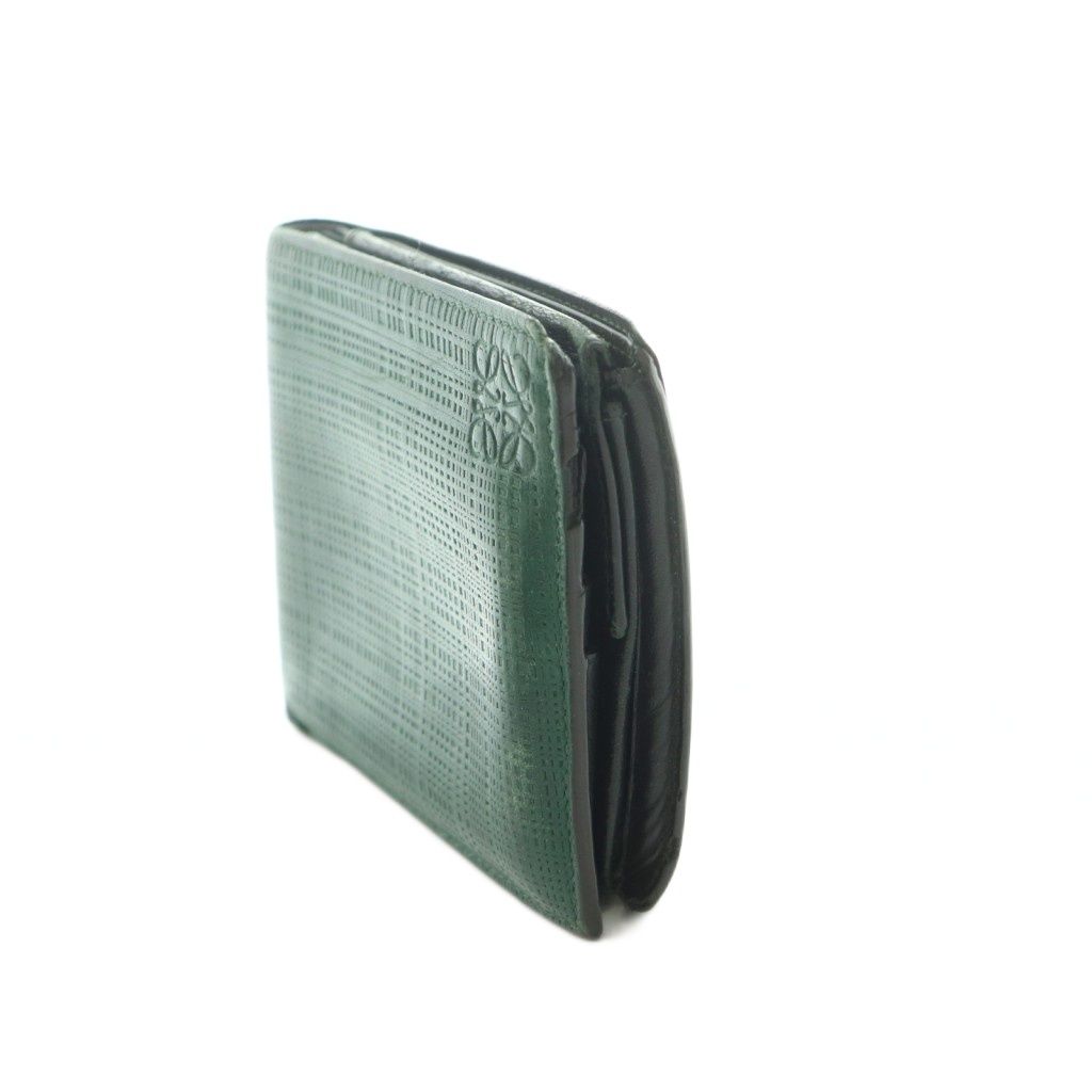 Loewe Bifold Wallet Coin Purse Leather Green — view 3