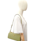 Prada Leather Pouch Shoulder Bag Green Khaki Gold — view 3