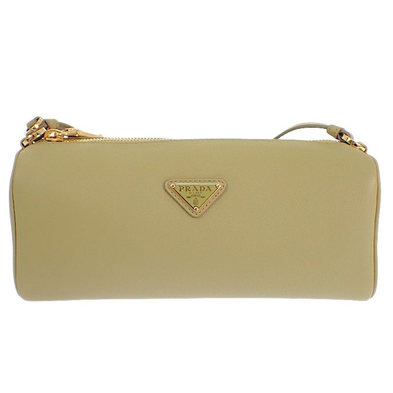 Prada Leather Pouch Shoulder Bag Green Khaki Gold — view 5