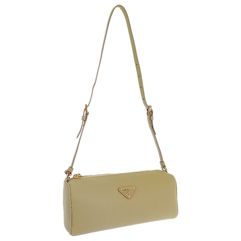 Prada Leather Pouch Shoulder Bag Green Khaki Gold — view 2