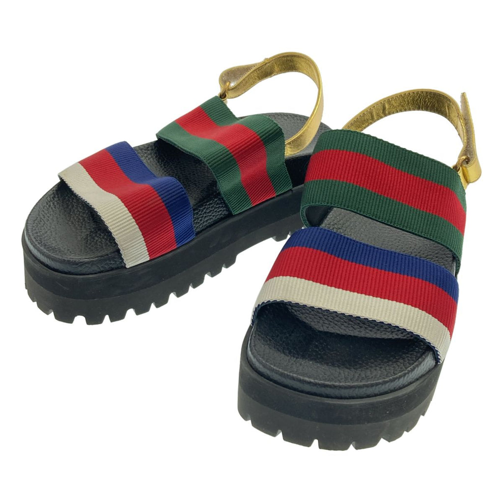 Gucci Web Stripe Platform Sandals Mix