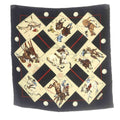 Hermes Polo World le Monde du Scarf All Over Pattern Black Carre 40