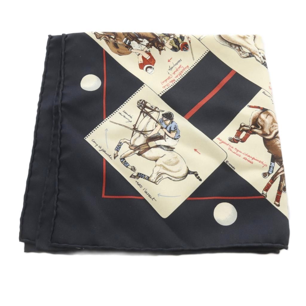 Hermes Polo World le Monde du Scarf All Over Pattern Black Carre 40 — view 3