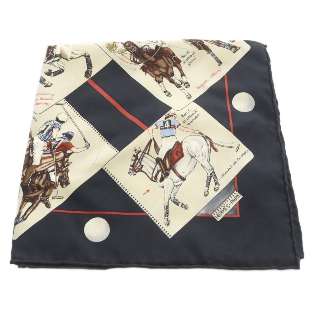 Hermes Polo World le Monde du Scarf All Over Pattern Black Carre 40 — view 2