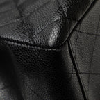 Chanel Quilted CC Logo Chain Shoulder Bag Black Silver Caviar Leather — view 6