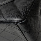 Chanel Quilted CC Logo Chain Shoulder Bag Black Silver Caviar Leather — view 7