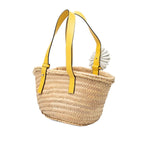 Loewe Basket Small Flower Tote Beige Yellow Raffia Leather — view 2