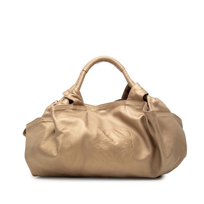 Loewe Anagram Nappa Aire Handbag Gold Leather