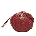 Gucci GG Marmont Quilted Chain Shoulder Bag Red Leather