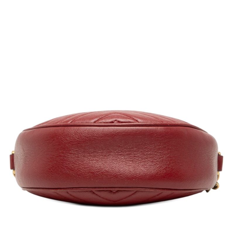 Gucci GG Marmont Quilted Chain Shoulder Bag Red Leather — view 3