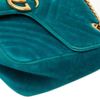 Gucci GG Marmont Quilted Chain Shoulder Bag Emerald Green Velvet — view 5