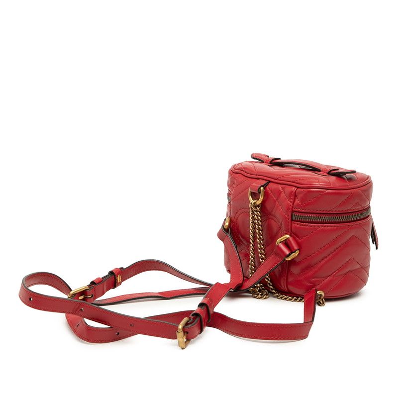 Gucci GG Marmont Quilted Backpack Vanity 2-Way Red Leather — view 2