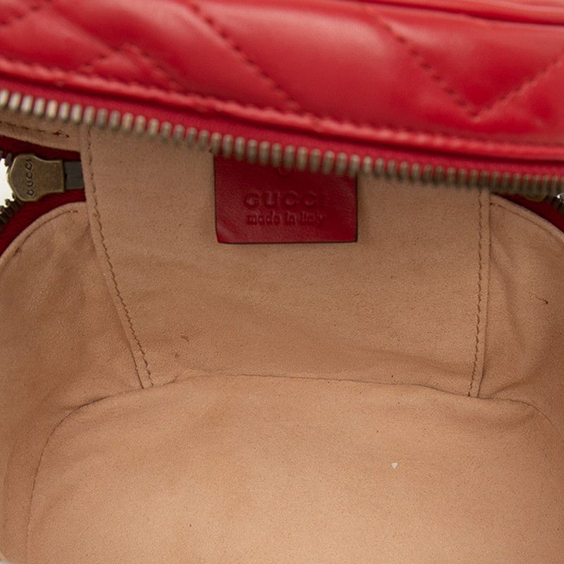 Gucci GG Marmont Quilted Backpack Vanity 2-Way Red Leather — view 4