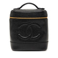 Chanel CC Logo Vanity Bag Handbag Black Caviar Leather