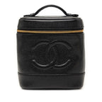 Chanel CC Logo Vanity Bag Handbag Black Caviar Leather
