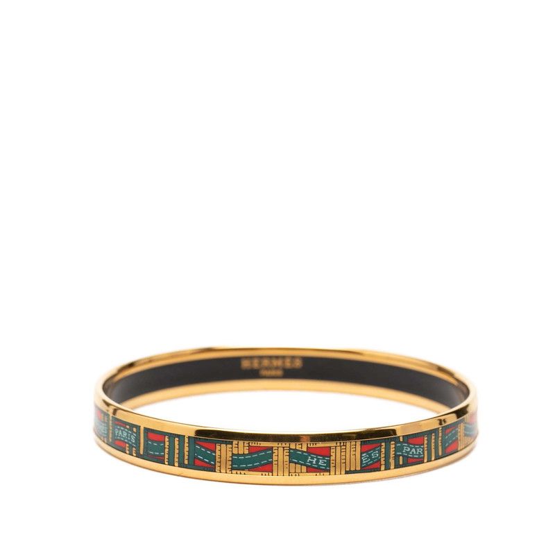 Hermes Enamel PM Cloisonne Bracelet Bangle Gold Plated