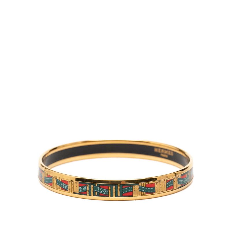 Hermes Enamel PM Cloisonne Bracelet Bangle Gold Plated — view 3