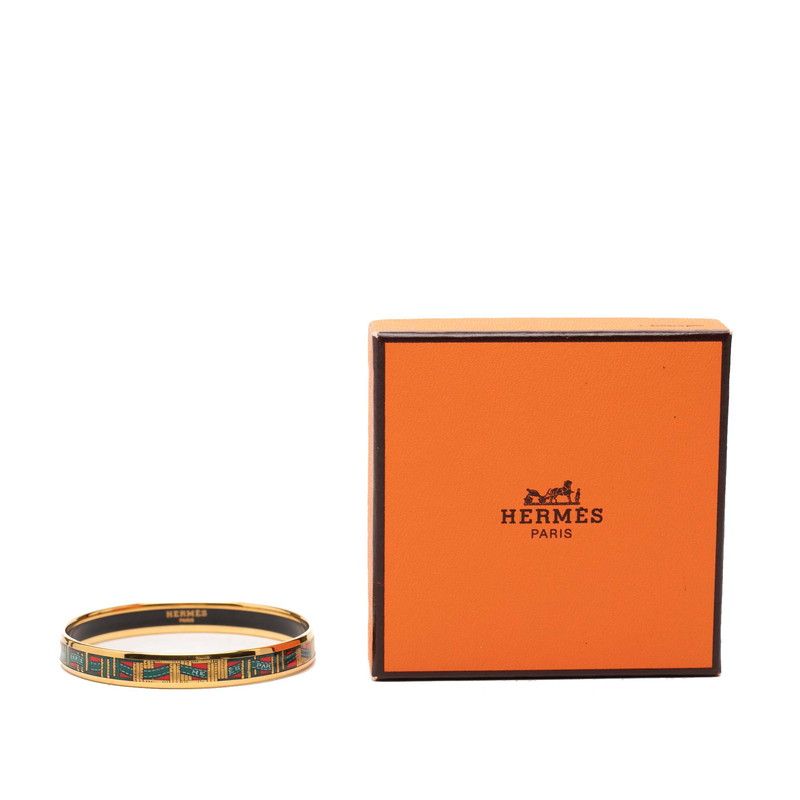 Hermes Enamel PM Cloisonne Bracelet Bangle Gold Plated — view 6