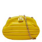 Chanel CC Logo Shoulder Bag Yellow Leather