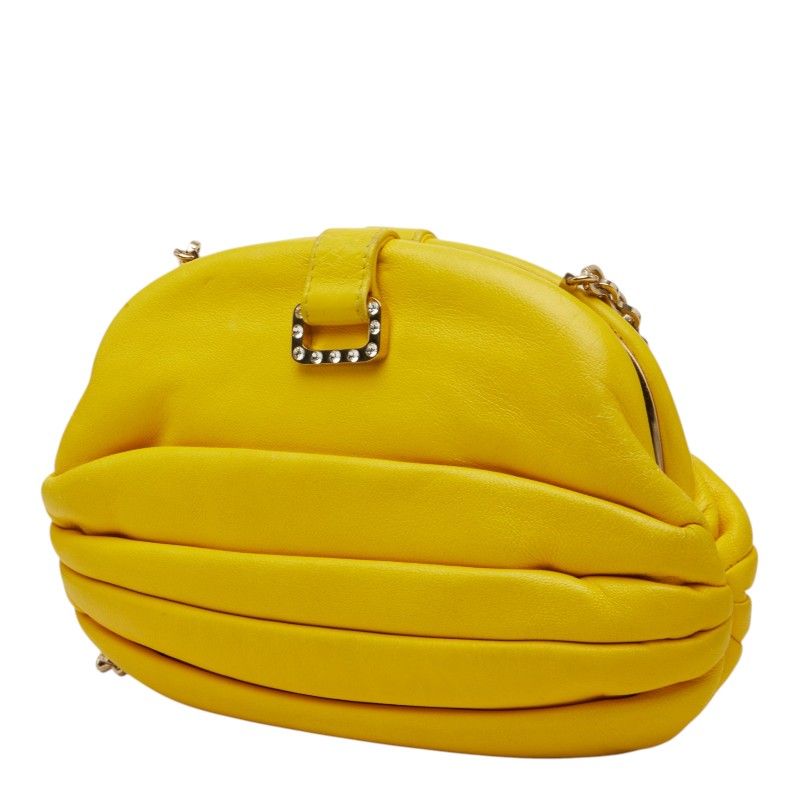 Chanel CC Logo Shoulder Bag Yellow Leather — view 2