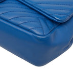 Chanel Chez Blanc Stitch CC Logo Shoulder Bag Blue Leather — view 4