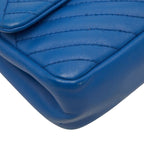 Chanel Chez Blanc Stitch CC Logo Shoulder Bag Blue Leather — view 5