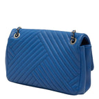 Chanel Chez Blanc Stitch CC Logo Shoulder Bag Blue Leather — view 2