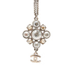 Chanel CC Logo Chain Pendant Silver Metal Rhinestone