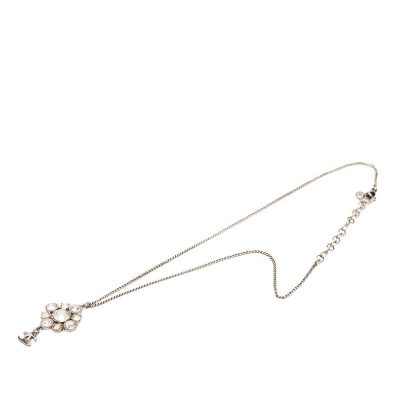 Chanel CC Logo Chain Pendant Silver Metal Rhinestone — view 3