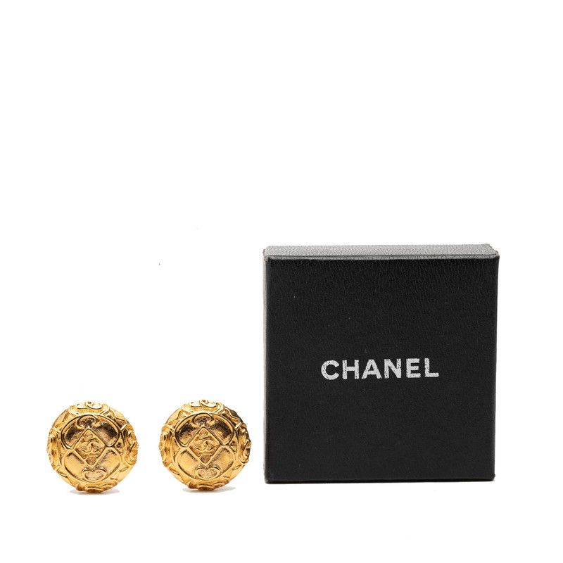 Chanel CC Logo Round Earrings Gold Plated — view 4
