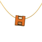 Hermes Cage de Ash Cube Pendant Gold Orange Plated