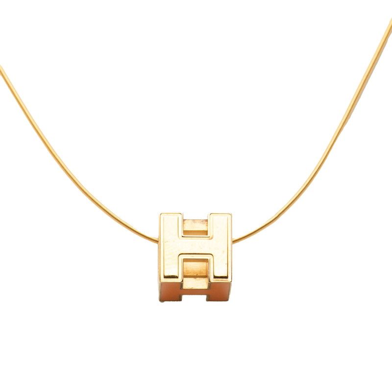 Hermes Cage de Ash Cube Pendant Gold Orange Plated — view 2