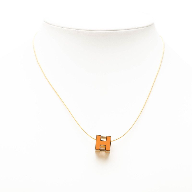 Hermes Cage de Ash Cube Pendant Gold Orange Plated — view 6