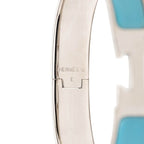 Hermes Click PM Logo Enamel Bracelet Bangle Silver Blue Metal — view 4