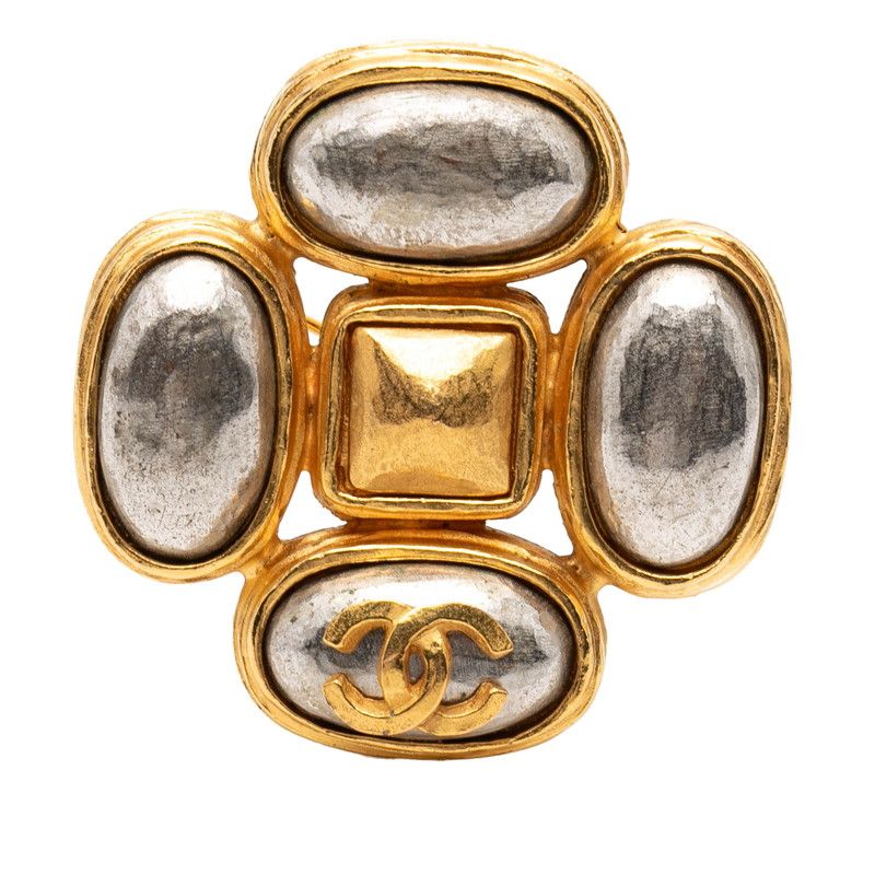 Chanel CC Logo Vintage Brooch 97 Gold Plated