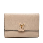 Louis Vuitton Portefeuille Capucines Compact Trifold Wallet Gale Beige Taurillon