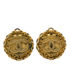 Chanel CC Logo Vintage Round Earrings 95 Gold Plated