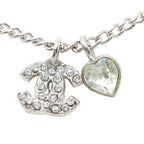 Chanel CC Logo Heart Pendant 08c Silver Metal Rhinestone — view 2