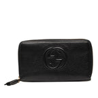 Gucci Interlocking Soho Tassel Zip Around Wallet Black Leather